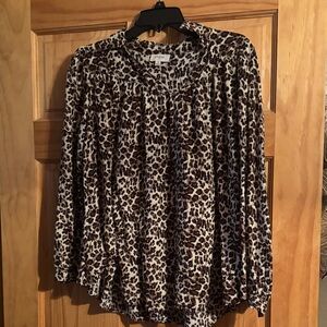 Umgee Brown and Cream Leopard Print Blouse